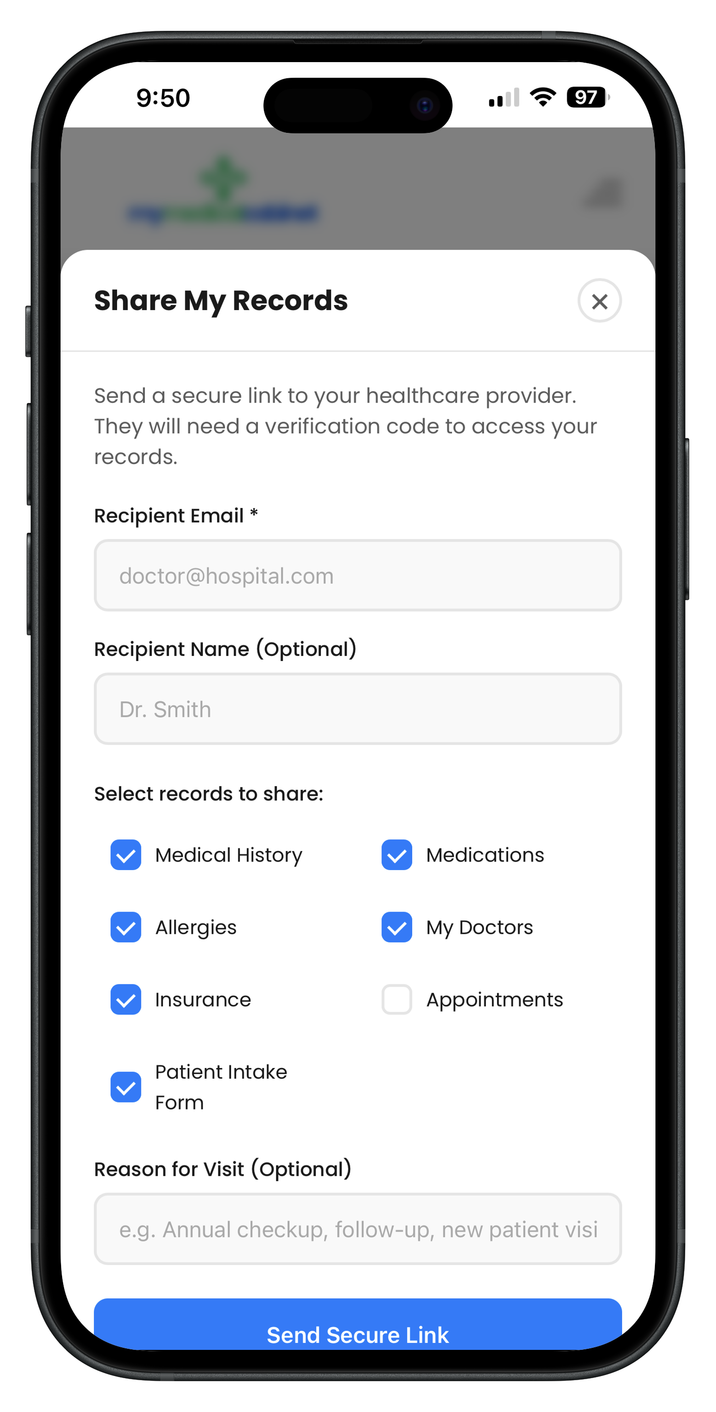 Share My Records with record type selection