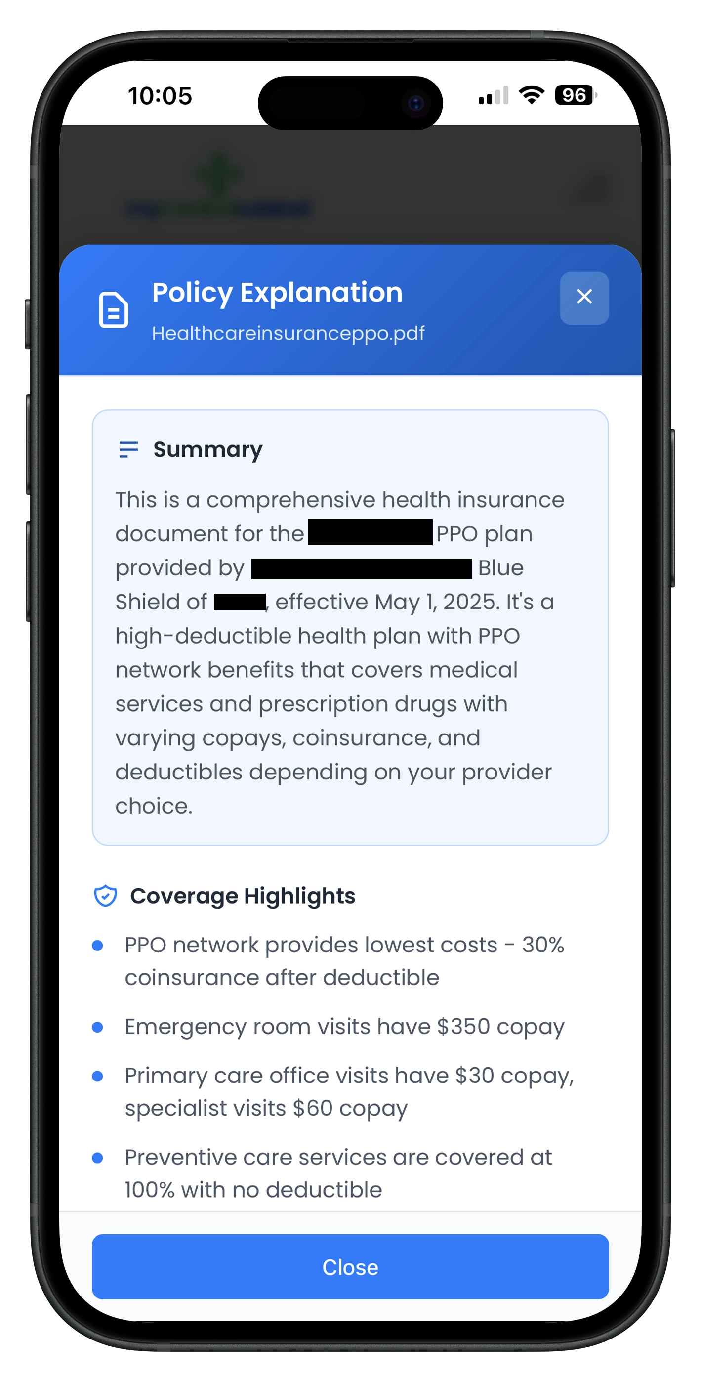 AI Insurance Policy Explanation